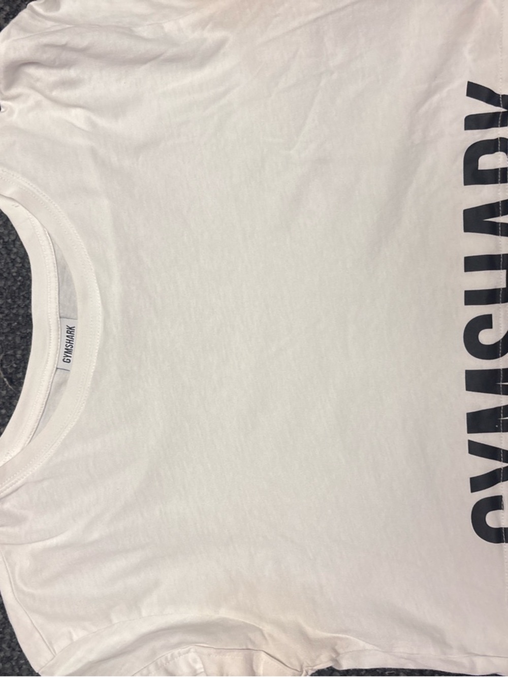 Gymshark White Crewneck Tee with Black Logo Tag